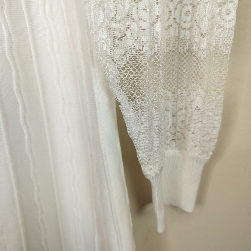 Nanette Lepore Dress Sheer Lace Sleeve Stretch Knit - Picture 5 of 9